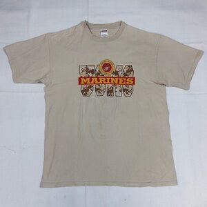 Anvil Mens L US Marines USMC Desert Camo T Shirt S/S Crewneck Graphic Tee Y2K